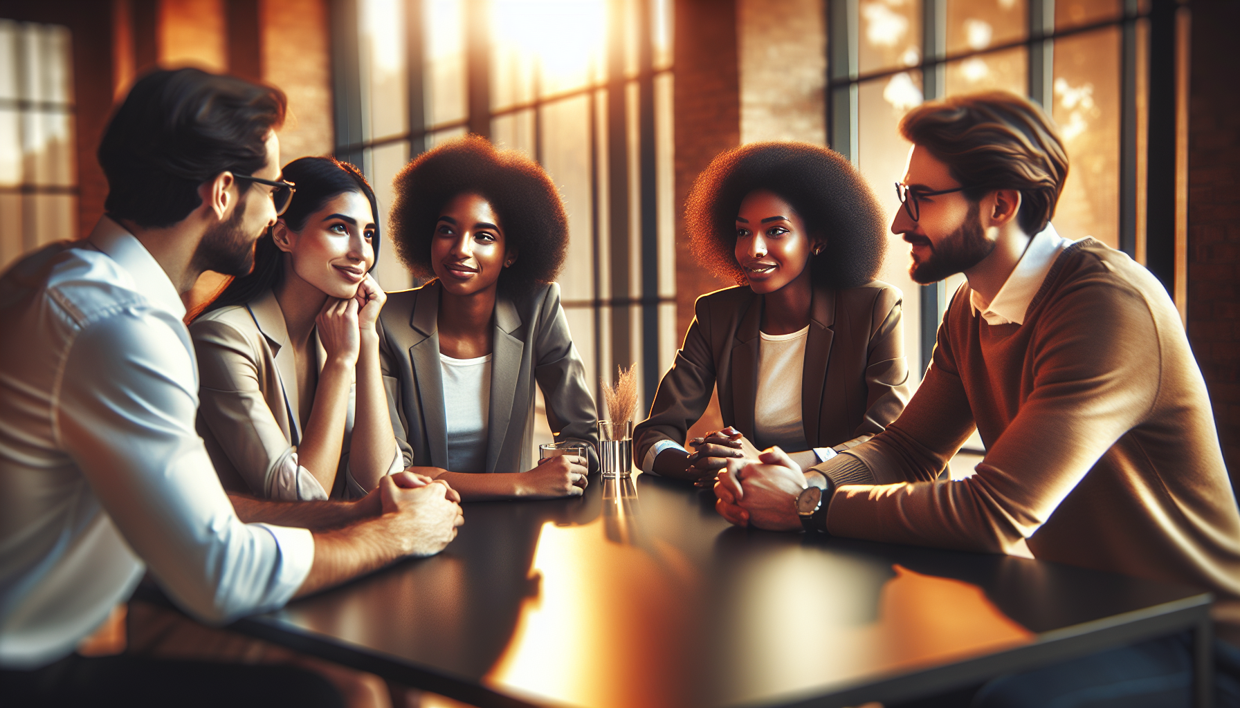 Collega's in constructief gesprek op de werkvloer over meningsverschillen