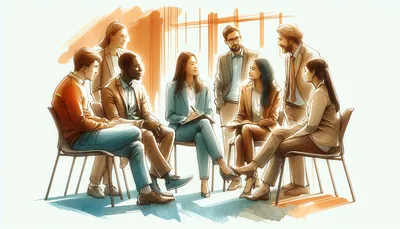 Collega's in verbindende communicatie tijdens een teamgesprek