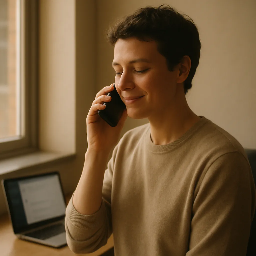 Collega belt liever dan te typen, verbindende communicatie op het werk