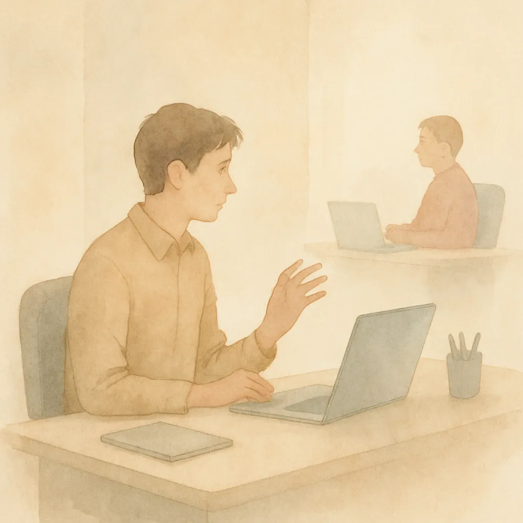 Een collega twijfelt of hij iemand zal aanspreken, een herkenbaar moment van inhouden op de werkvloer