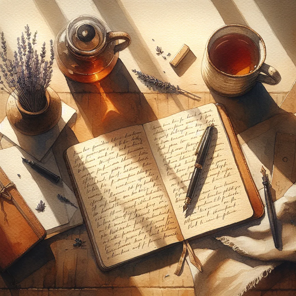 Open notitieboek met handgeschreven aantekeningen, zacht licht, mindfulness op de werkvloer